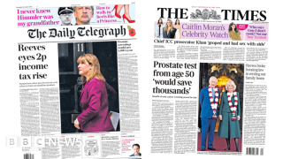 Newspaper headlines: ‘Reeves eyes income tax rise’ and ‘prostate test would save thousands’